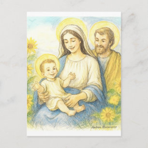 Die Heilige Familie - Geburt Jesu Feiertagspostkarte