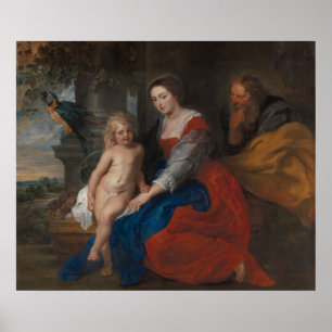 Die heilige Familie mit dem Papagei Poster