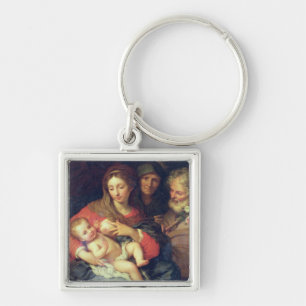 Die heilige Familie mit Elizabeth (Öl auf Platte) Schlüsselanhänger