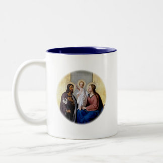 Die Heilige Familie mit JMJ-Initialen Katholische Zweifarbige Tasse