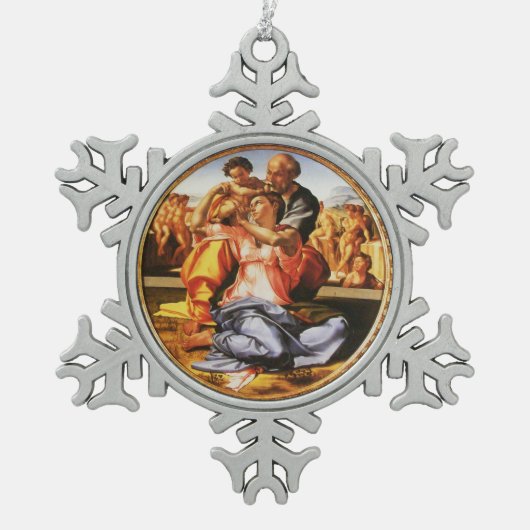 Die heilige Familie Schneeflocken Zinn-Ornament (Vorderseite)