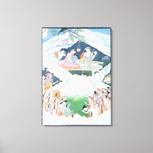 Die heilige Familie Shiva und Parvati Leinwanddruck (Vorderseite)