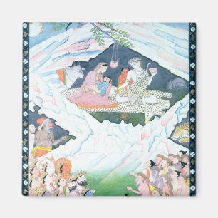 Die heilige Familie Shiva und Parvati Magnet