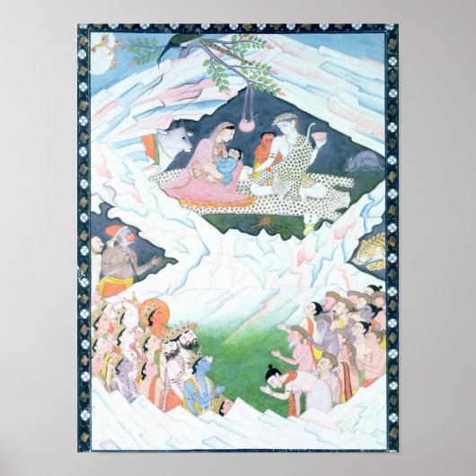 Die heilige Familie Shiva und Parvati Poster (Vorne)