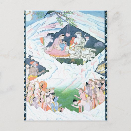 Die heilige Familie Shiva und Parvati Postkarte (Vorderseite)