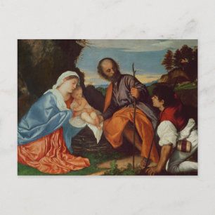 Die Heilige Familie und ein Hirte, c.1510 Postkarte