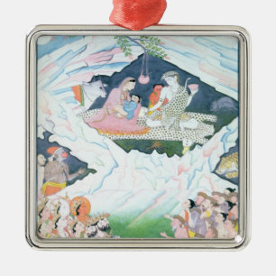 Die heilige Familie von Shiva und von Parvati Silbernes Ornament
