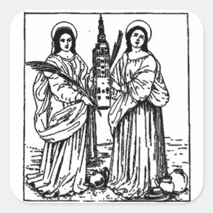 Die Heiligen Justa und Rufina sind die Patronen Se Quadratischer Aufkleber
