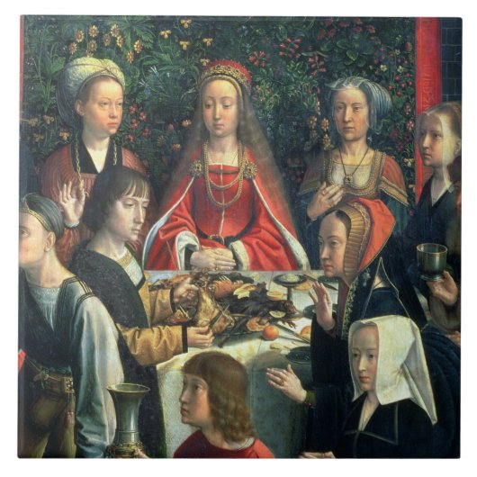 Die Heirat bei Cana, Detail der Braut und des surr Fliese (Vorderseite)