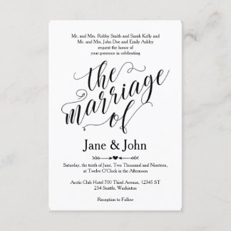 Die Heirat der grundlegenden Hochzeits-Einladung Einladung