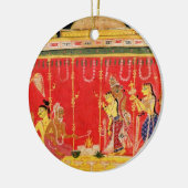 Die Heirat von Krishnas Eltern, von einer Keramikornament (Links)