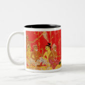 Die Heirat von Krishnas Eltern, von einer Zweifarbige Tasse (Links)