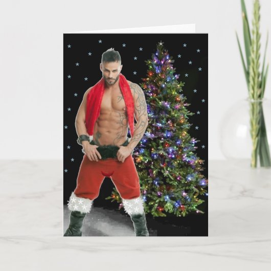 Die heißeste Hunk Buff Weihnachtskarte Dankeskarte (Vorderseite)