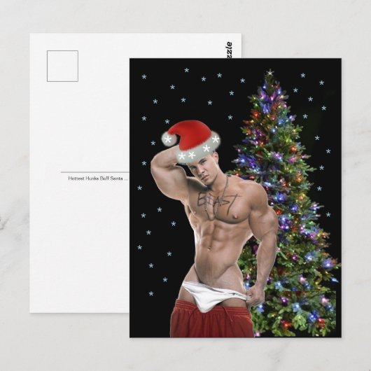 Die heißeste Hunk Buff Weihnachtskarte Postkarte (Vorne/Hinten)