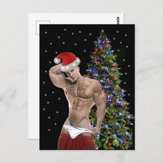 Die heißeste Hunk Buff Weihnachtskarte Postkarte (Vorne/Hinten)