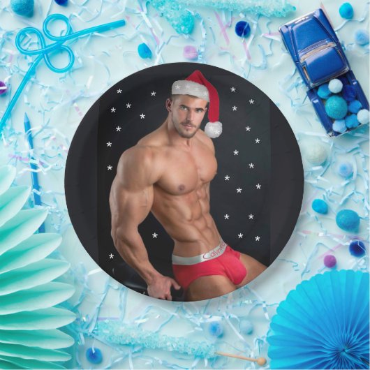 Die heißesten Hunks auf dem Planeten! Buff Santa Pappteller (Party)