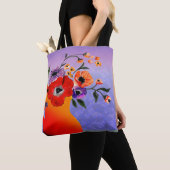 Die helle rote Vase der Blume Tasche (Von Nahem)