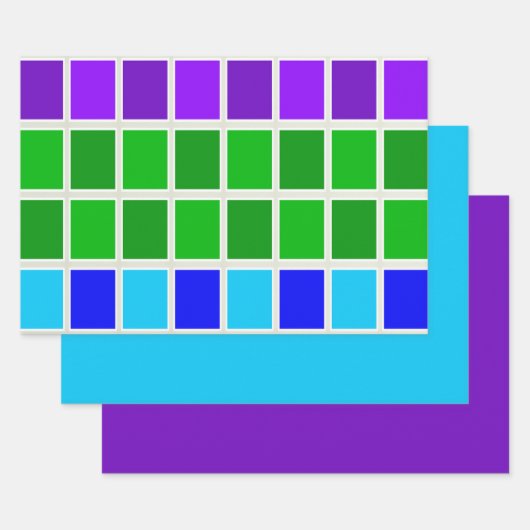 Die hellen und dunklen Pfauenfarbquadrate Geschenkpapier Set (Set)