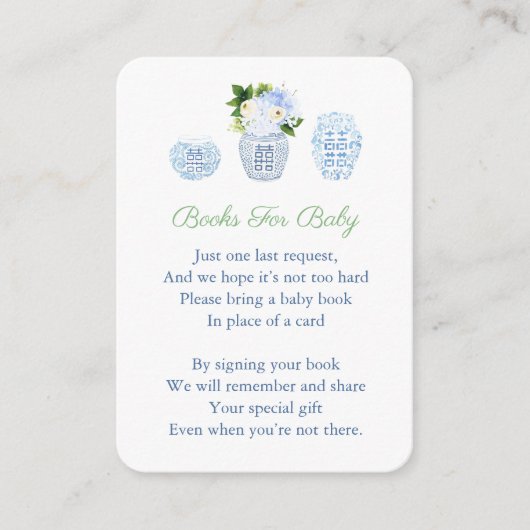 Die hellgrüne Chinoiserie bringt eine Bücherschnec Begleitkarte (Vorderseite)