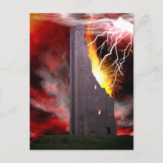 Die herabfallende Turm-Tarot-Karte Kunst Postkarte (Vorderseite)
