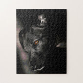 Die Herausforderung für fast alle Black Sweet Dog  Puzzle (Vertikal)