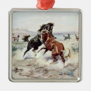 Die Herausforderung (Wilde Pferde kämpfen) Ornament Aus Metall