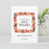 Die Herbstblätter geben Dankeschön-Erntedank-Karte Einladung (Stehend Vorderseite)