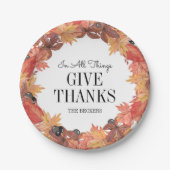 Die Herbstblätter geben dem Erntedank die Papierpl Pappteller (Vorderseite)