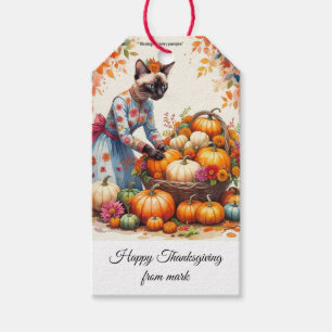Die Herbstkatze arrangiert"Segnungen in jedem Kürb Geschenkanhänger