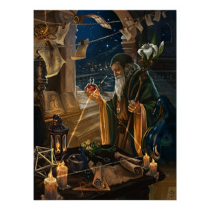 Die Hermit-Kartenillustration - Alchemie-Kunst Poster