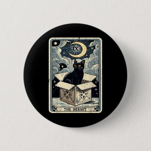 Die Hermit Tarot Card Katze in Box Mystic Funny Ca Button