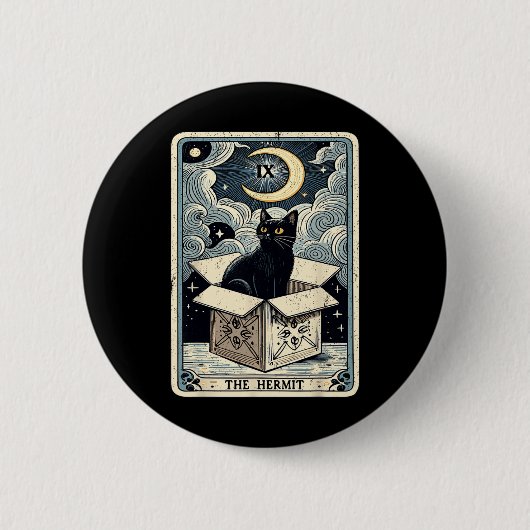 Die Hermit Tarot Card Katze in Box Mystic Funny Ca Button (Vorderseite)