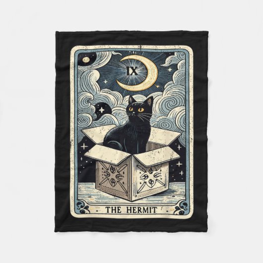 Die Hermit Tarot Card Katze in Box Mystic Funny Ca Fleecedecke (Vorderseite)