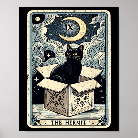 Die Hermit Tarot Card Katze in Box Mystic Funny Ca Poster (Vorne)