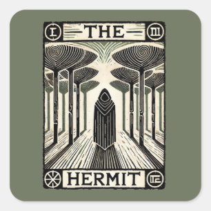 Die Hermit-Tarot-Karte Quadratischer Aufkleber
