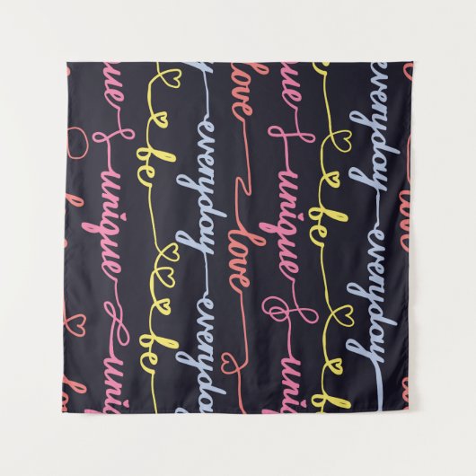 Die Herzen der Mädchen, die Worte nahtlos. Wandteppich (Vorderseite (Horizontal))