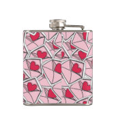 Die Herzen des Valentinsgrußes auf Umschlägen Flachmann (Rückseite)