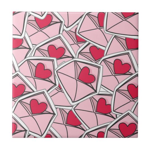 Die Herzen des Valentinsgrußes auf Umschlägen Fliese (Vorderseite)