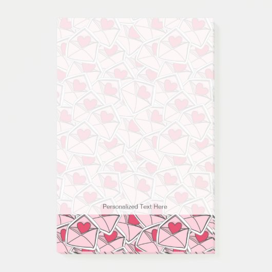 Die Herzen des Valentinsgrußes auf Umschlägen Post-it Klebezettel (Vorderseite)