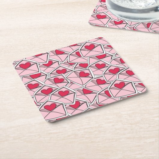 Die Herzen des Valentinsgrußes auf Umschlägen Rechteckiger Pappuntersetzer (angewinkelt)