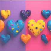 Die Herzen in lebhaften Farben mit Facetten Aufkleber (Vorderseite)