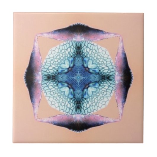 Die Herzen von Blau und Lachs Fliese (Vorderseite)