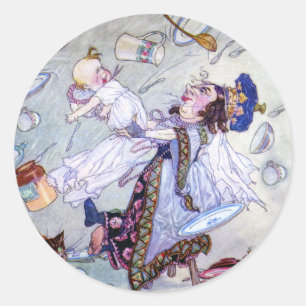Die Herzogin & das Ferkelbaby in Alice im Wunderla Runder Aufkleber