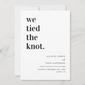 Die heutige Hochzeit der KNOTEN-Elopement wird von Einladung (Vorderseite)