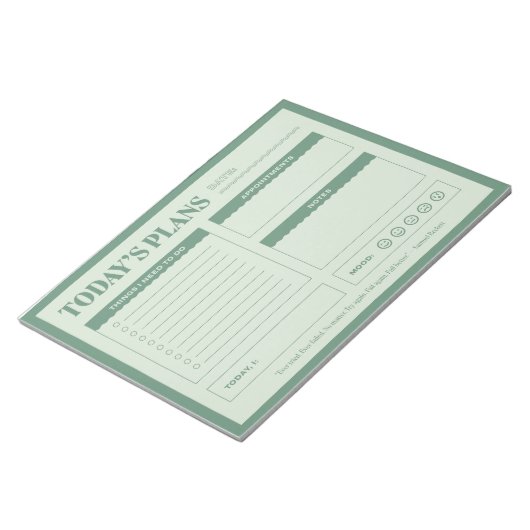 Die heutigen Pläne - ein Tagesplaner Notizblock (angewinkelt)