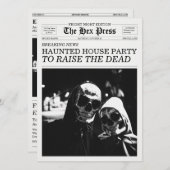 Die Hex Press Zeitung Spukhaus-Party Einladung (Vorne/Hinten)