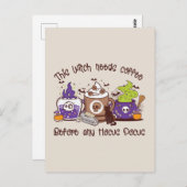 Die Hexe braucht Kaffee - Kaffee lange Postkarte (Vorne/Hinten)
