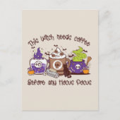 Die Hexe braucht Kaffee - Kaffee lange Postkarte (Vorderseite)