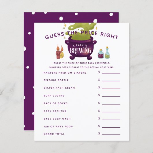 Die Hexe Cauldron Babydusche schätzt den Preis ric (Vorne/Hinten)