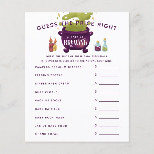 Die Hexe Cauldron Babydusche schätzt den Preis ric (Vorderseite)